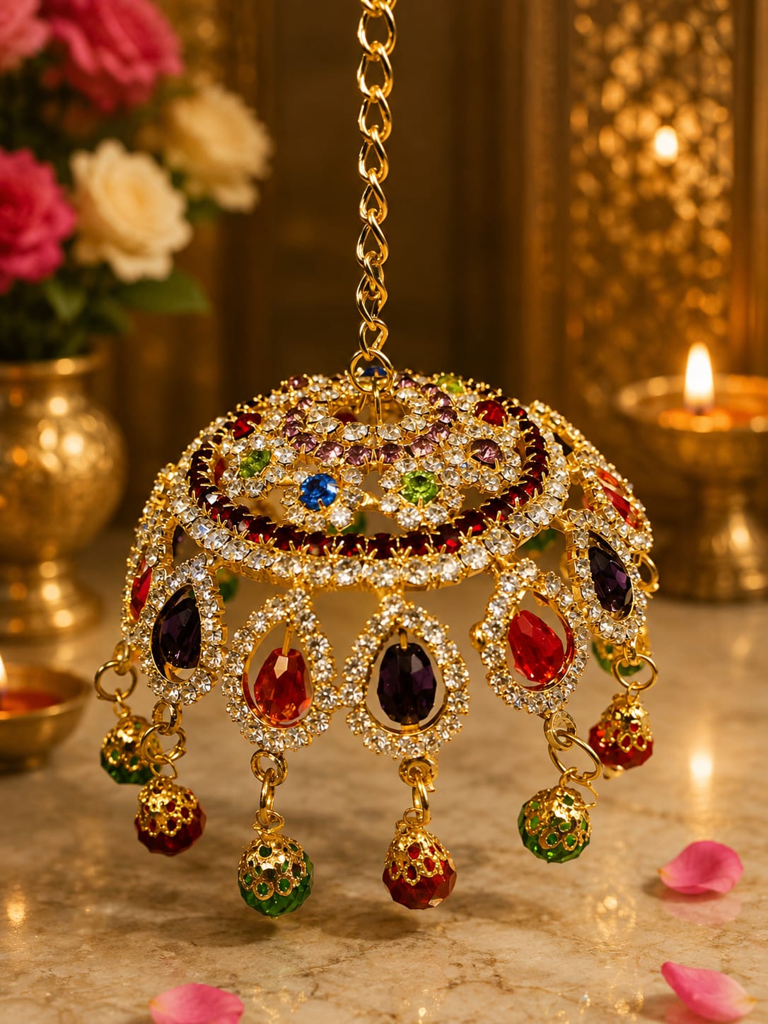 Crystal kundan hanging decor