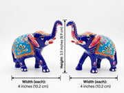 Blue elephant pair size reference