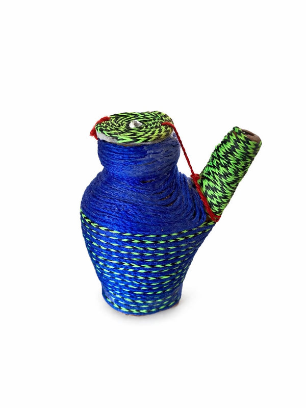 Blue matki with flute