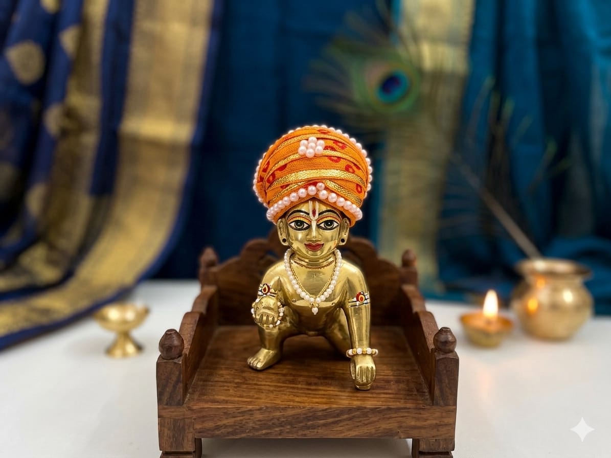 Laddu Gopal wooden jhula chair