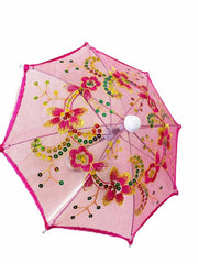 Pink decorative umbrella top view
