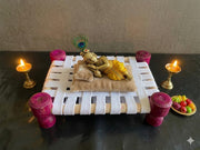 White mini charpai bed lifestyle