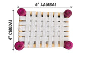 White mini charpai bed size reference